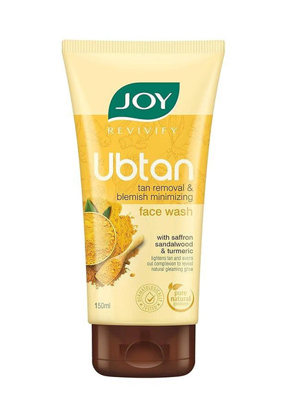 Joy Tan Removal Ubtan Face Wash For Bright & Glowing Skin (150ml) | Natural Face Wash with Turmeric & Saffron for Acne & Tan Removal | Face Wash for Men & Women