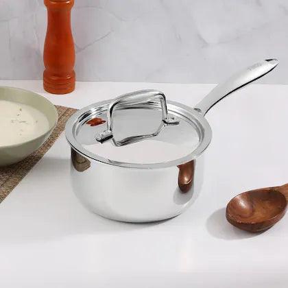 Tri-ply cookware - Saucepan with lid mirror finish