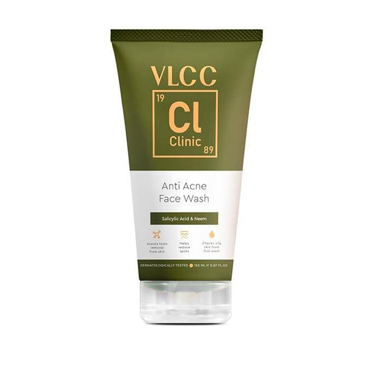 VLCC Clinic Anti Acne Face Wash - 150ml | For Oily & Acne Prone Skin | Helps Remove Oily Skin Appearance from the 1st Wash | Acne Control, Oil Control - Smooth & Soft Skin.