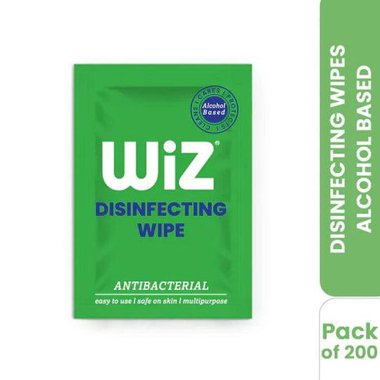 Wiz Pack of 200 Disinfecting Wipes Alcohol based Singles