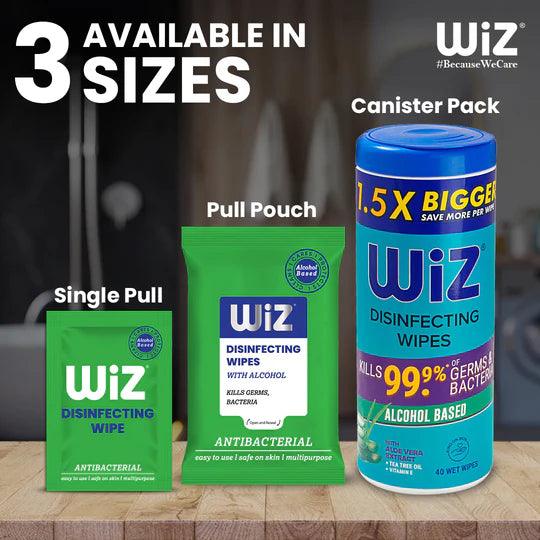 Wiz Pack of 200 Disinfecting Wipes Alcohol based Singles