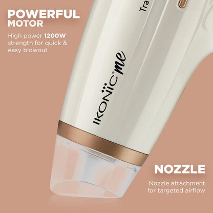 IKONIC ME HAIR DRYER TRAVEL EXPRESS - WHITE & ROSE GOLD