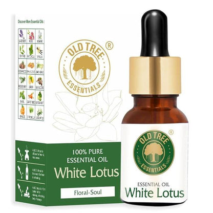 Old Tree White Lotus Essential Oil for Women (15ml) - Lotus Flower Oil with Dropper for Face, Glowing Skin, Fragrance - Massage Oil for Relaxation and Soothing Skin