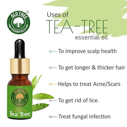 Old Tree 100% Pure & Natural Tea Tree Essential Oil for Skin, Diffusers, Hair, Body, Acne, & Nail care | Premium Therapeutic Grade Tea Tree Oil for Aromatherapy, Stress relief - 30 ml